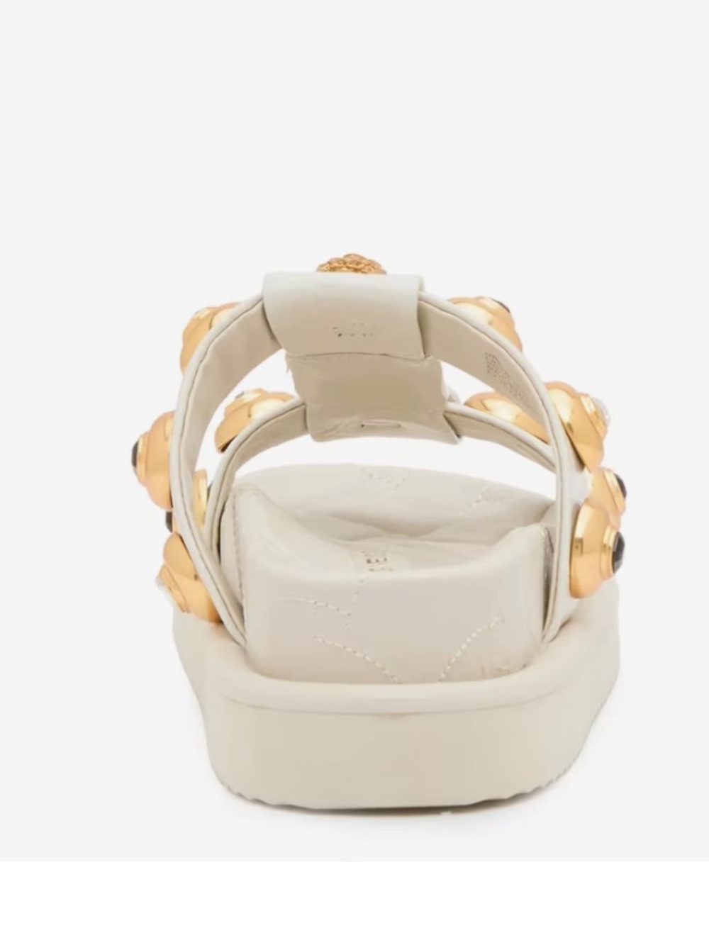 Kurt Geiger Orson Cream Slide Sandals with Gold Jewel Studs - Picture 7 of 8
